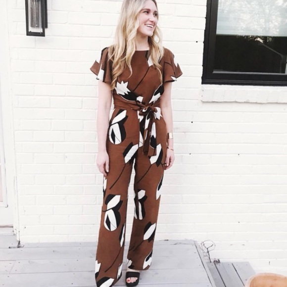 Anthropologie Pants - Anthropologie brown floral romper